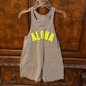 American Eagle Outfitters Gray Tank Top with Yellow Print